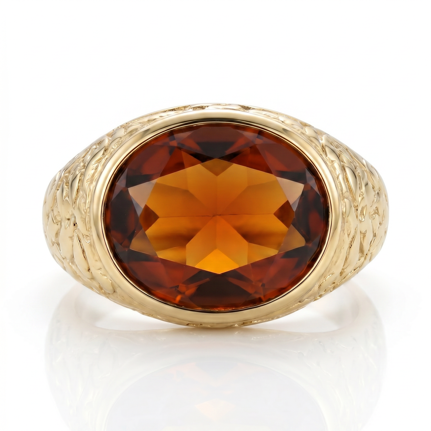 14kt Yellow Gold Oval Citrine Ring - Authentic 1940s Vintage