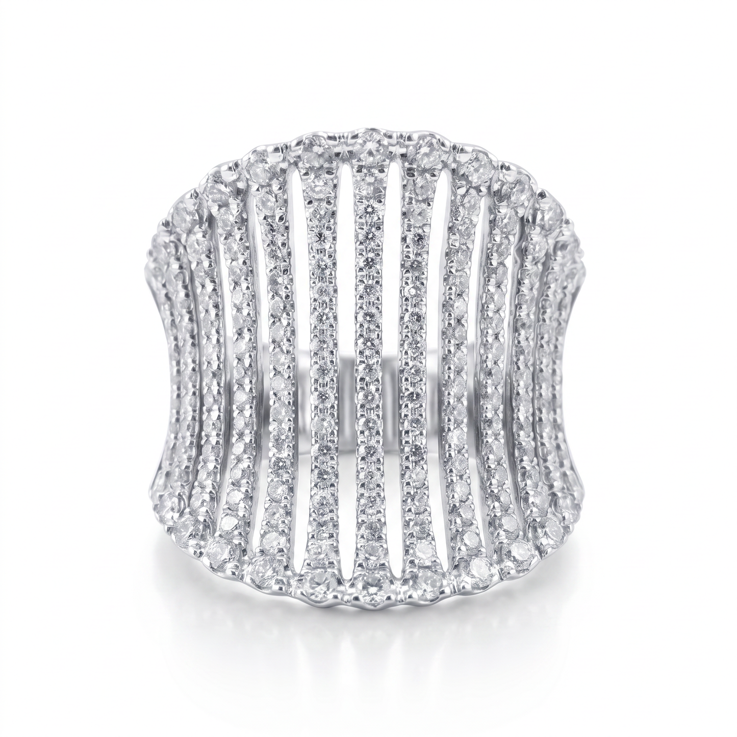14kt White Gold Concave Diamond Saddle Ring