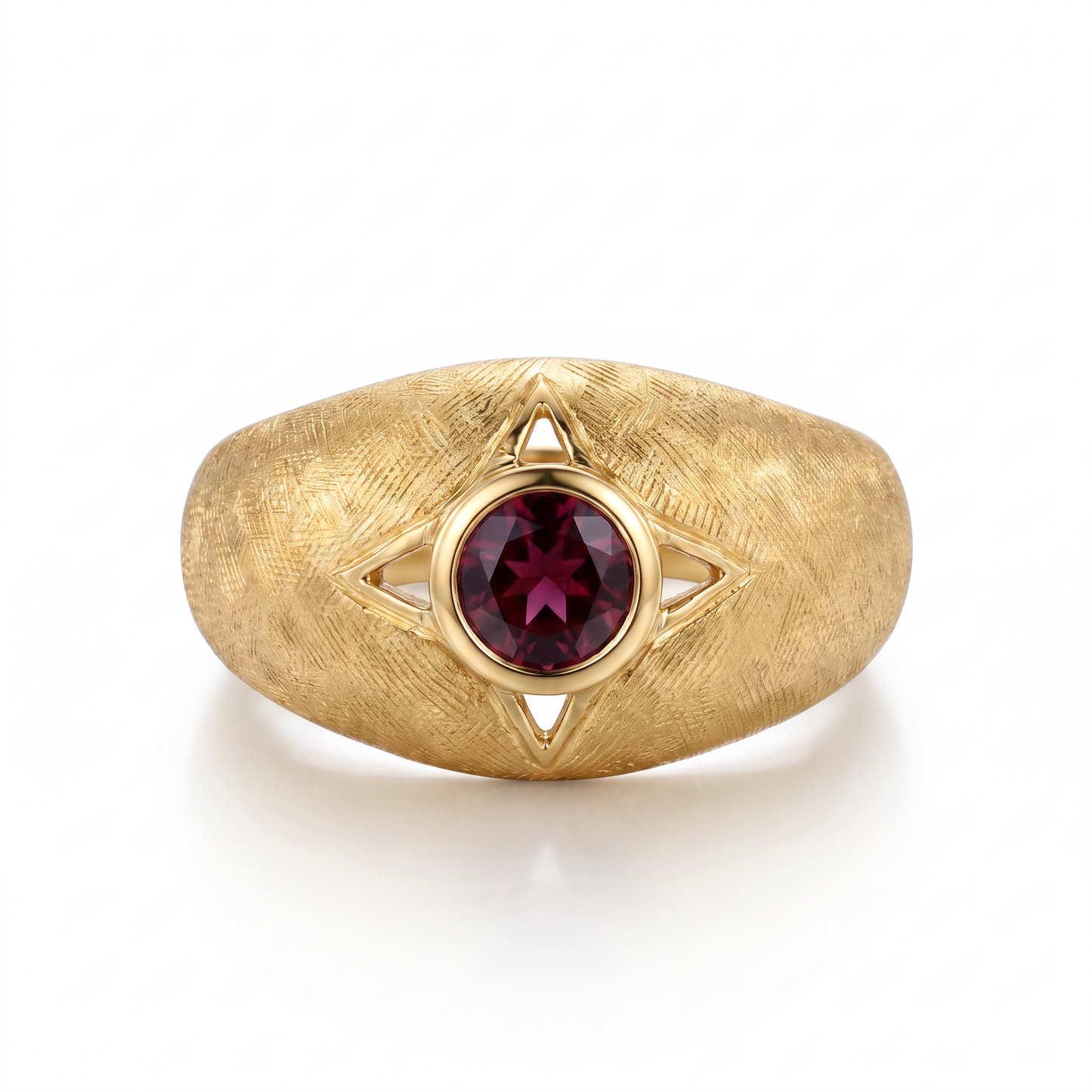 18kt Yellow Gold Ruby Florentine Star Estate Ring