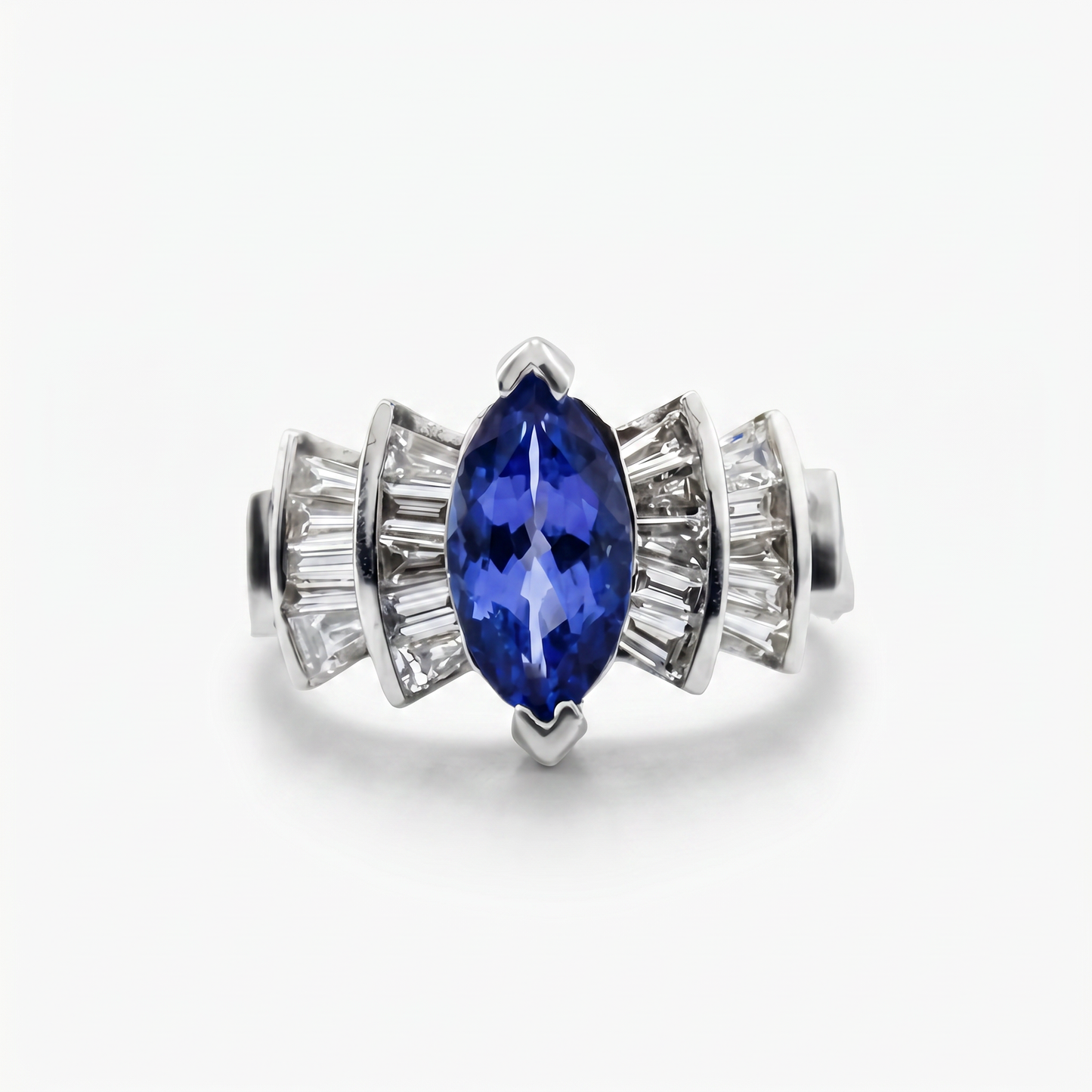 18kt White Gold Tanzanite & Diamond Dinner Ring