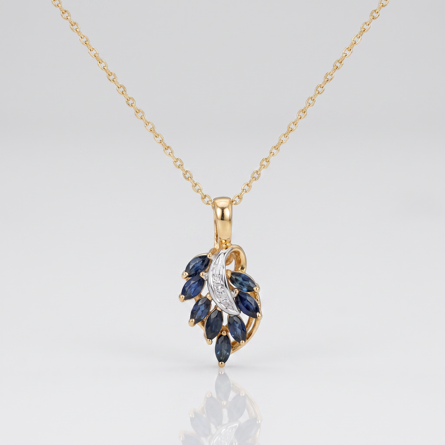14kt Yellow Gold Diamond & Blue Sapphire Enhancer Pendant