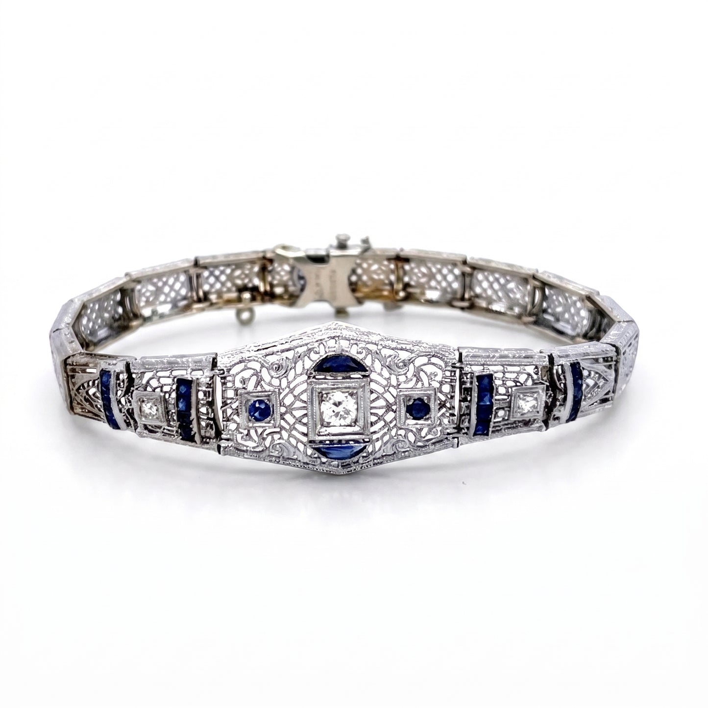 Original Art Deco 14kt White Gold Filagree Bracelet