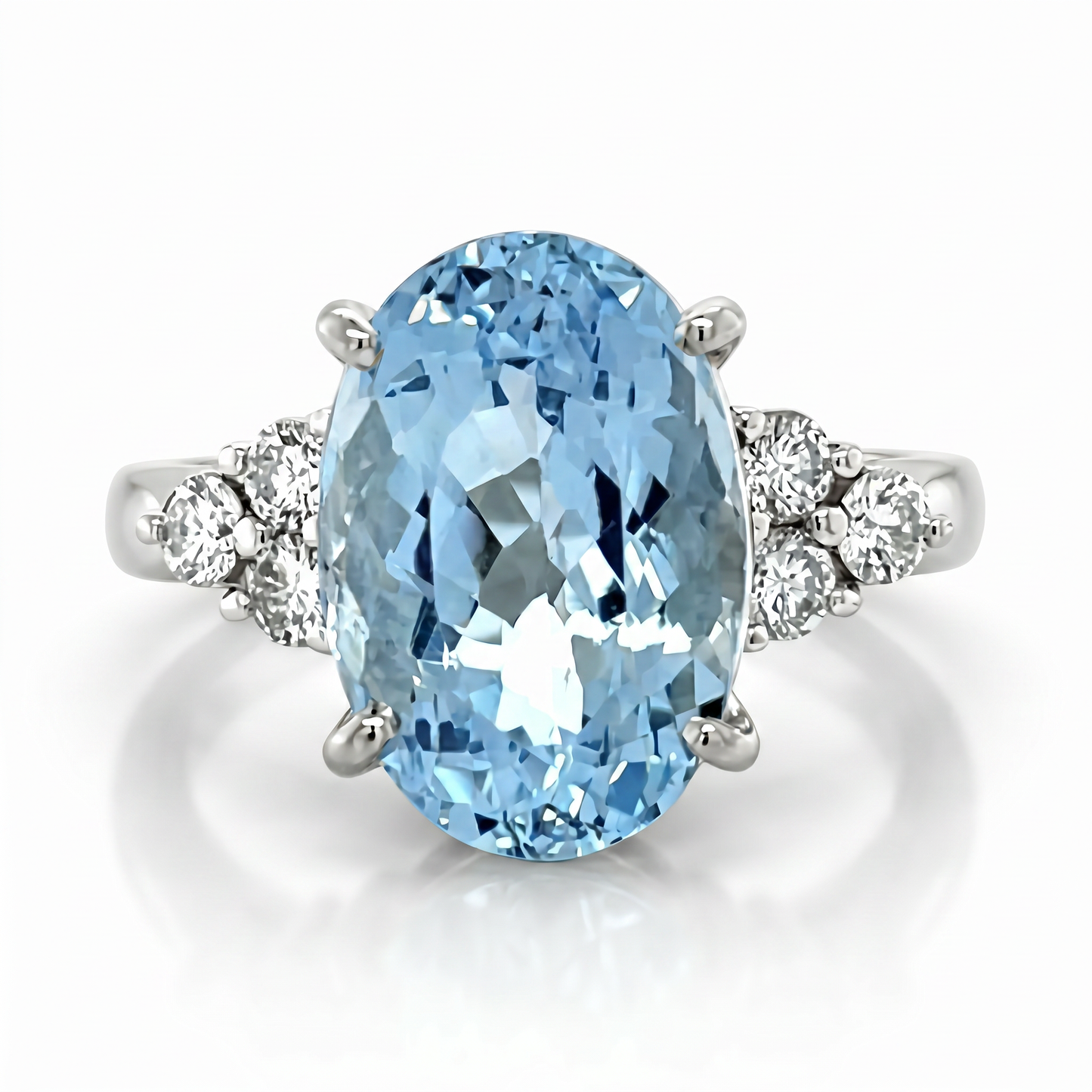 6.75ct Aquamarine Platinum Ring with 0.47ctw Diamond