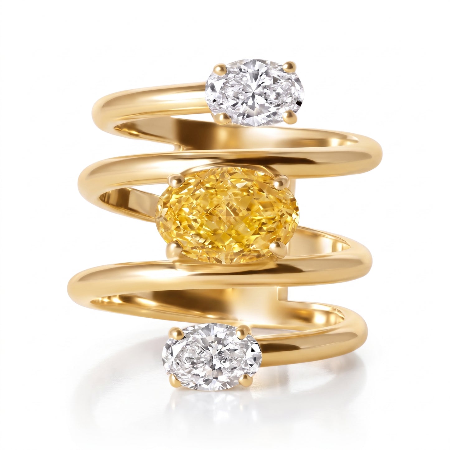 14kt Yellow Gold Lemon Twist Lab Diamond Ring - 2.02ct Oval