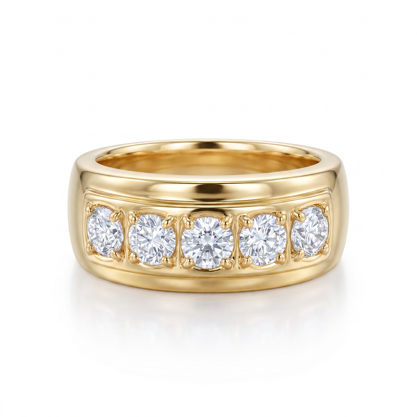 14kt Gold Men's 5 Stone Diamond Ring 1990s - 0.75ctw