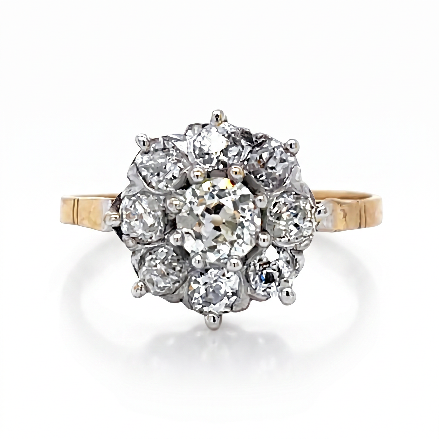 Victorian 18K Two Tone .45ct Diamond Ring 1880s Antique Size 6.5