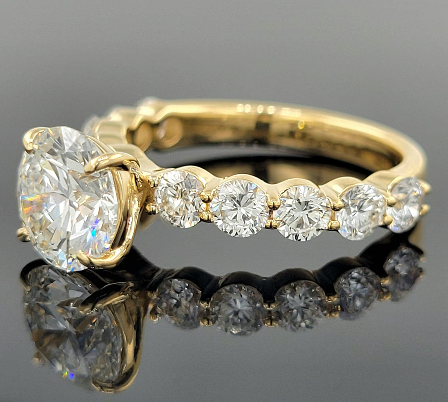 14kt Round & Share Prong Lab Grown Engagement Ring 3.5ctw image 4