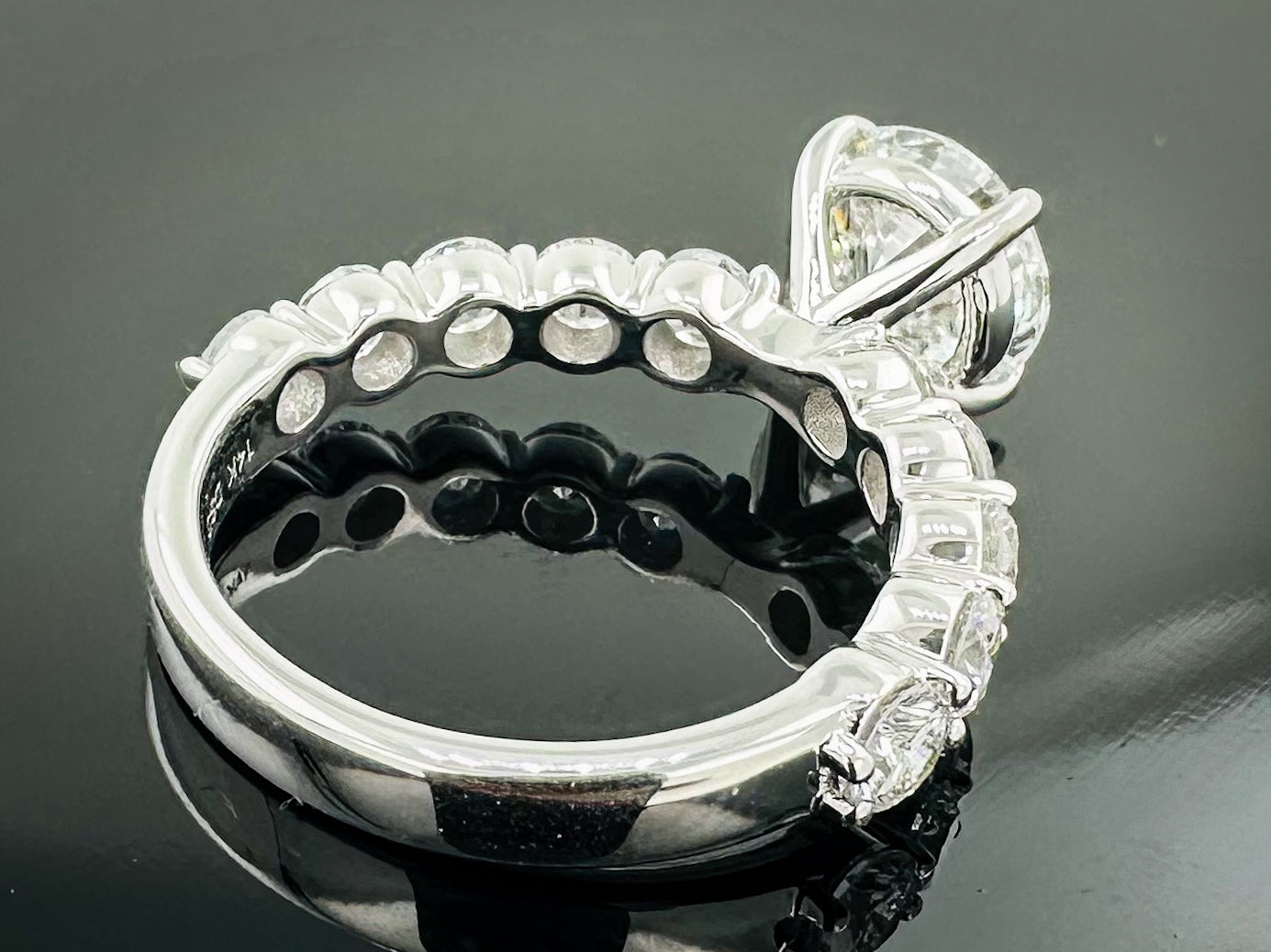 14kt Round & Share Prong Lab Grown Engagement Ring 3.5ctw image 2