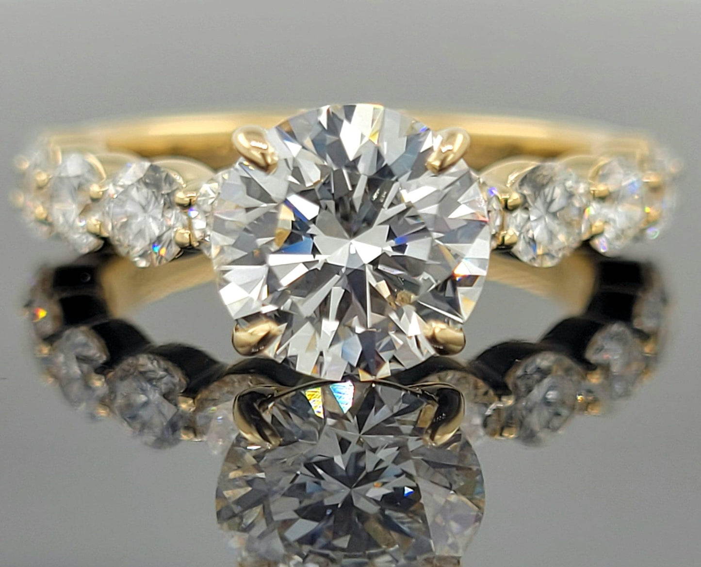 14kt Round & Share Prong Lab Grown Engagement Ring 3.5ctw image 3