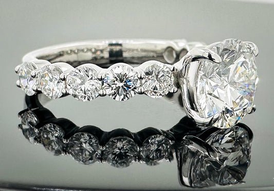 14kt Round & Share Prong Lab Grown Engagement Ring 3.5ctw image 1