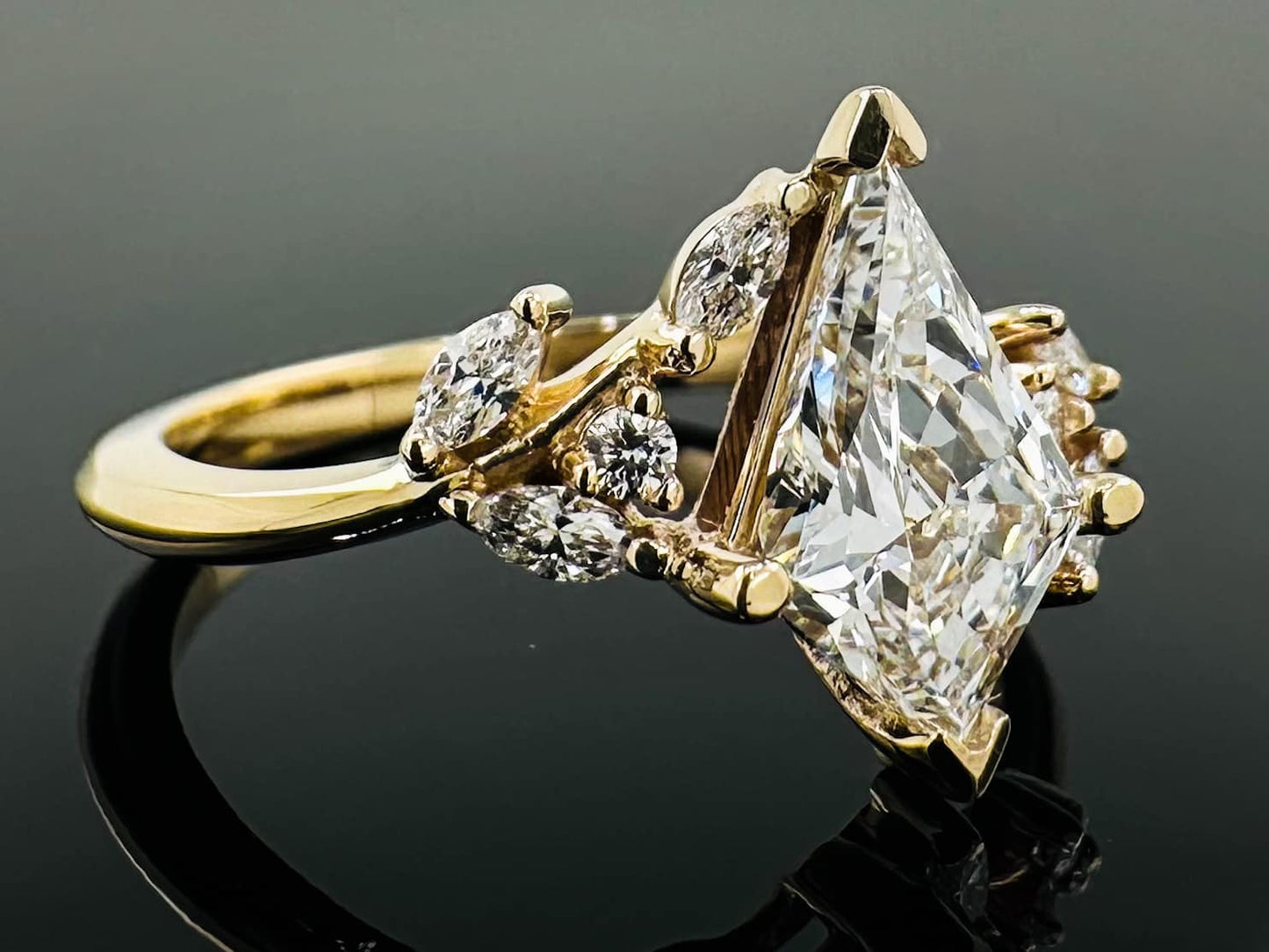 14kt Kite & Muli-Shape Unique Lab Grown Engagement Ring image 2