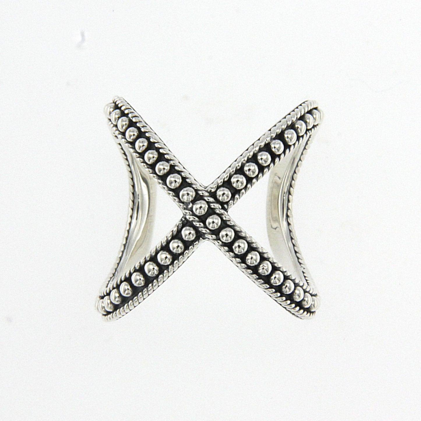 Beaded X design ring image 0