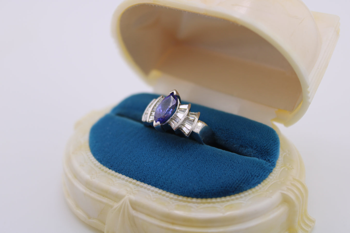 18kt White Gold Tanzanite & Diamond Dinner Ring