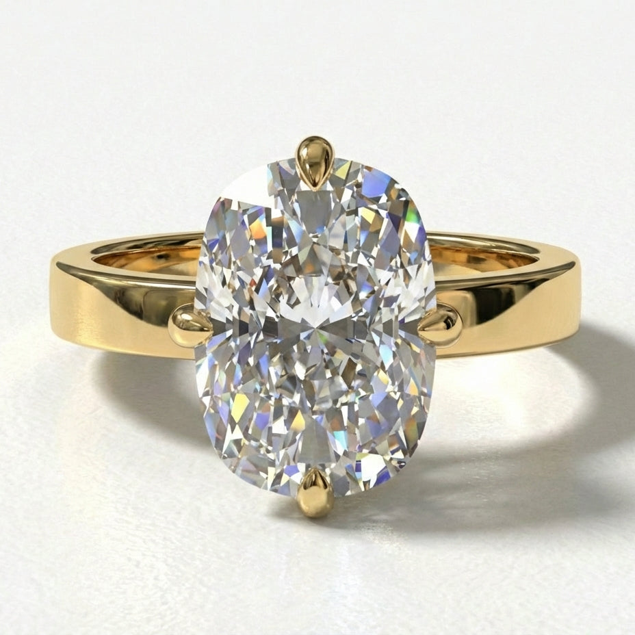 5ct Elongated Cushion Lab Grown Diamond Compass Set Solitaire Engagement Ring