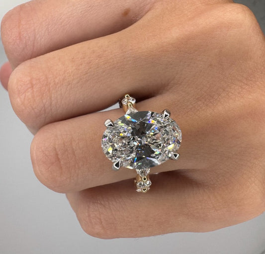 4.5ct Oval Cut Lab Diamond Round & Marquis Accent Engagement Ring