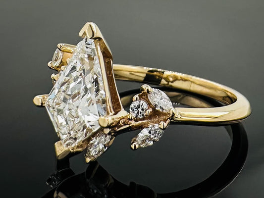 14kt Kite & Muli-Shape Unique Lab Grown Engagement Ring image 1