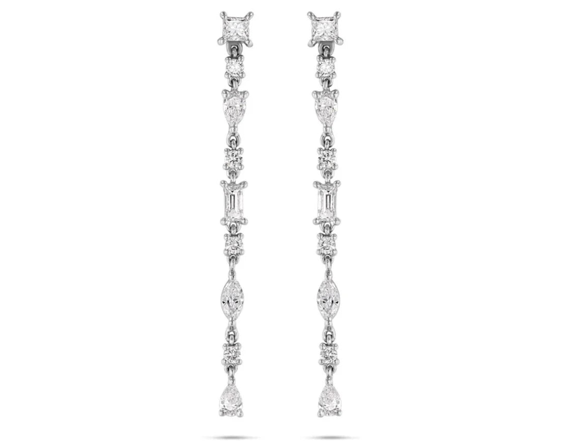 Multi Shape Dangle Drop Earrings 2.15ct
