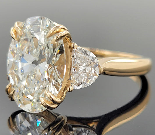 14kt Three Stone Oval & Half Moons Lab Grown Engagement Ring 6.25ctw image 1