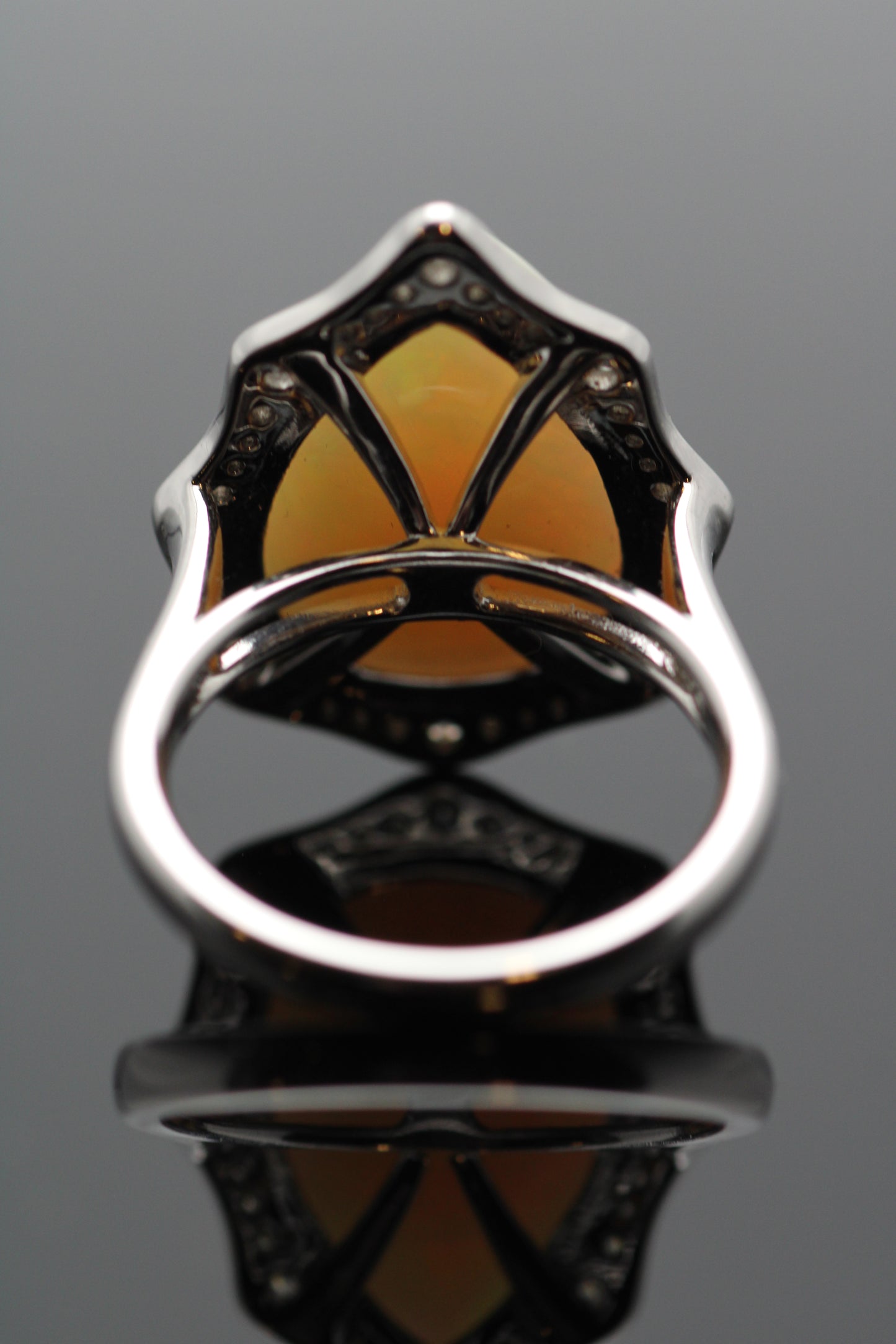 14kt White Gold 11.98ct Ethiopian Opal .44ctw Diamond Cocktail Ring image 4