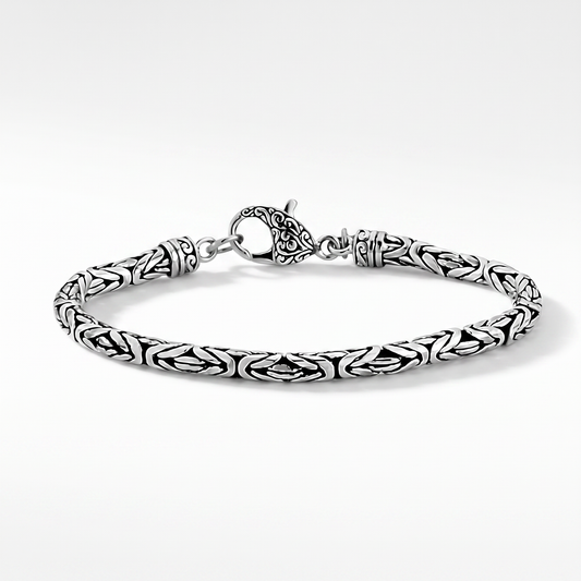 Sterling Silver Kancana Byzantine Chain Bracelet with Lobster Clasp