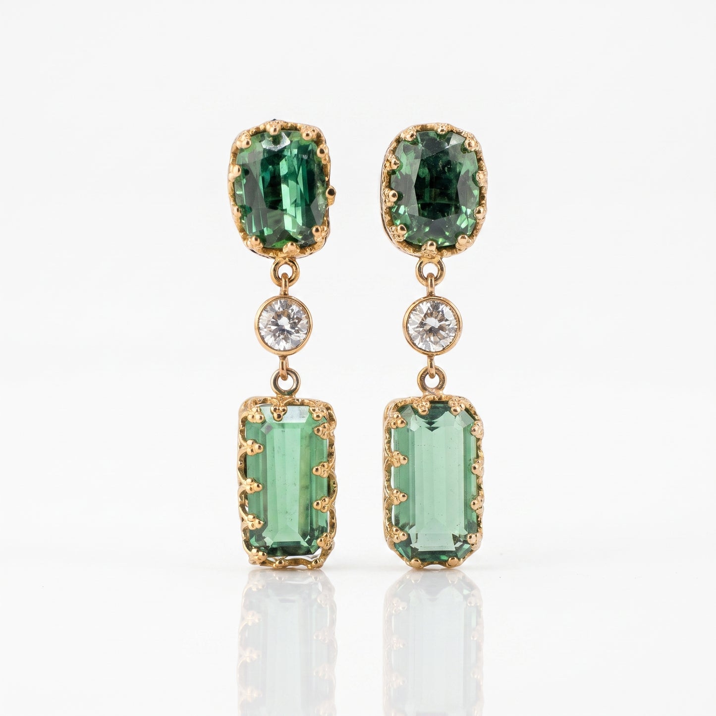 14kt Yellow Gold Tourmaline Vintage Earrings