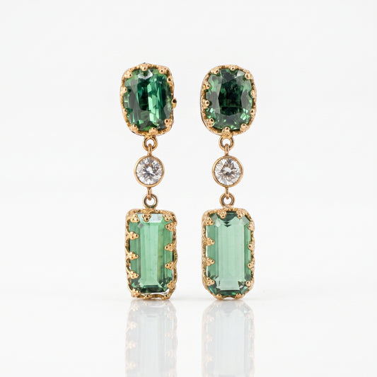 14kt Yellow Gold Tourmaline Vintage Earrings