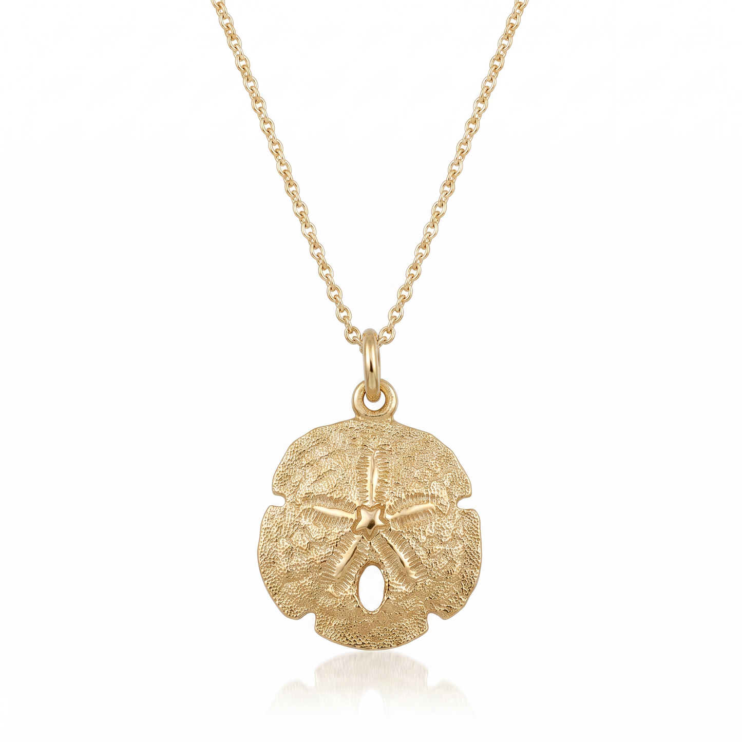 14k Yellow Gold Sand Dollar Pendant Necklace 2.45g