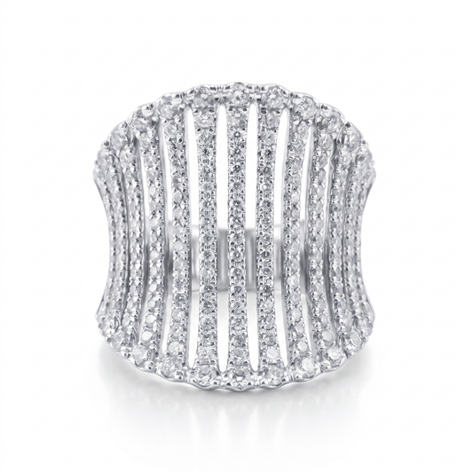 14kt White Gold Concave Diamond Saddle Ring