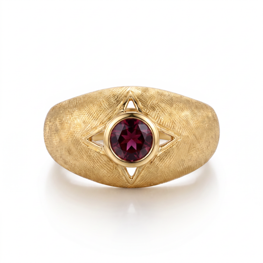 18kt Yellow Gold Ruby Florentine Star Estate Ring