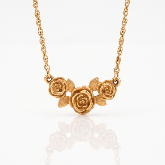 14kt Yellow Gold 3-Rose James Avery Estate Necklace