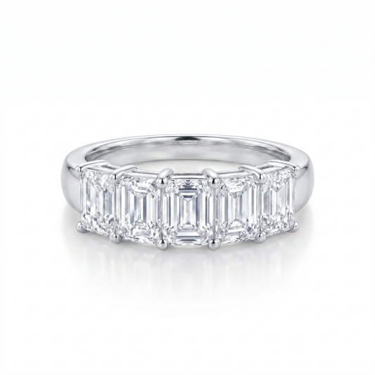 14kt Radiant 5-Stone Natural Diamond Wedding Band 1.30ctw