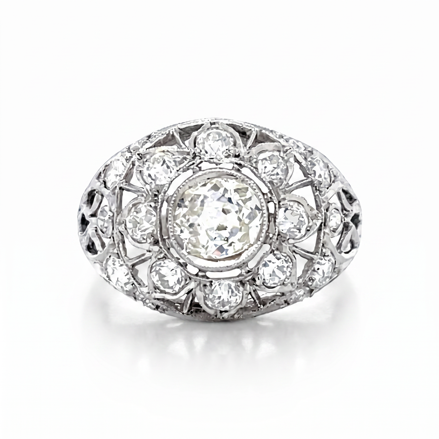 Art Deco Platinum .70ct Old European Diamond Ring 1920s