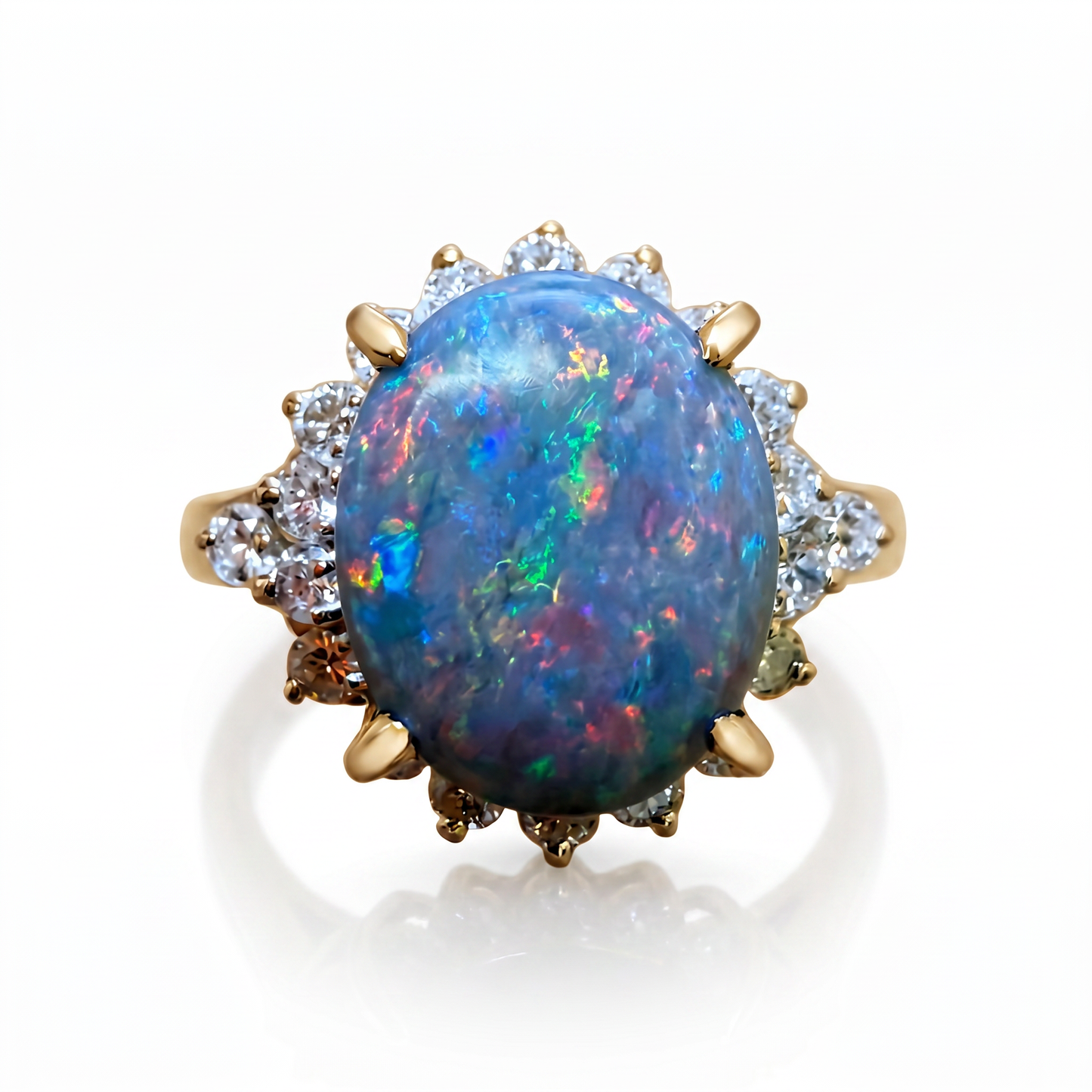 1.74ct Australian Black Opal & 0.43ct Diamond Platinum Ring