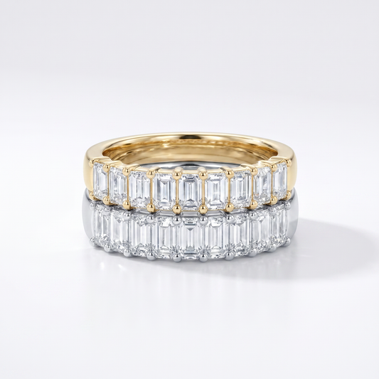 14kt Emerald Cut 7-Stone Natural Diamond Band