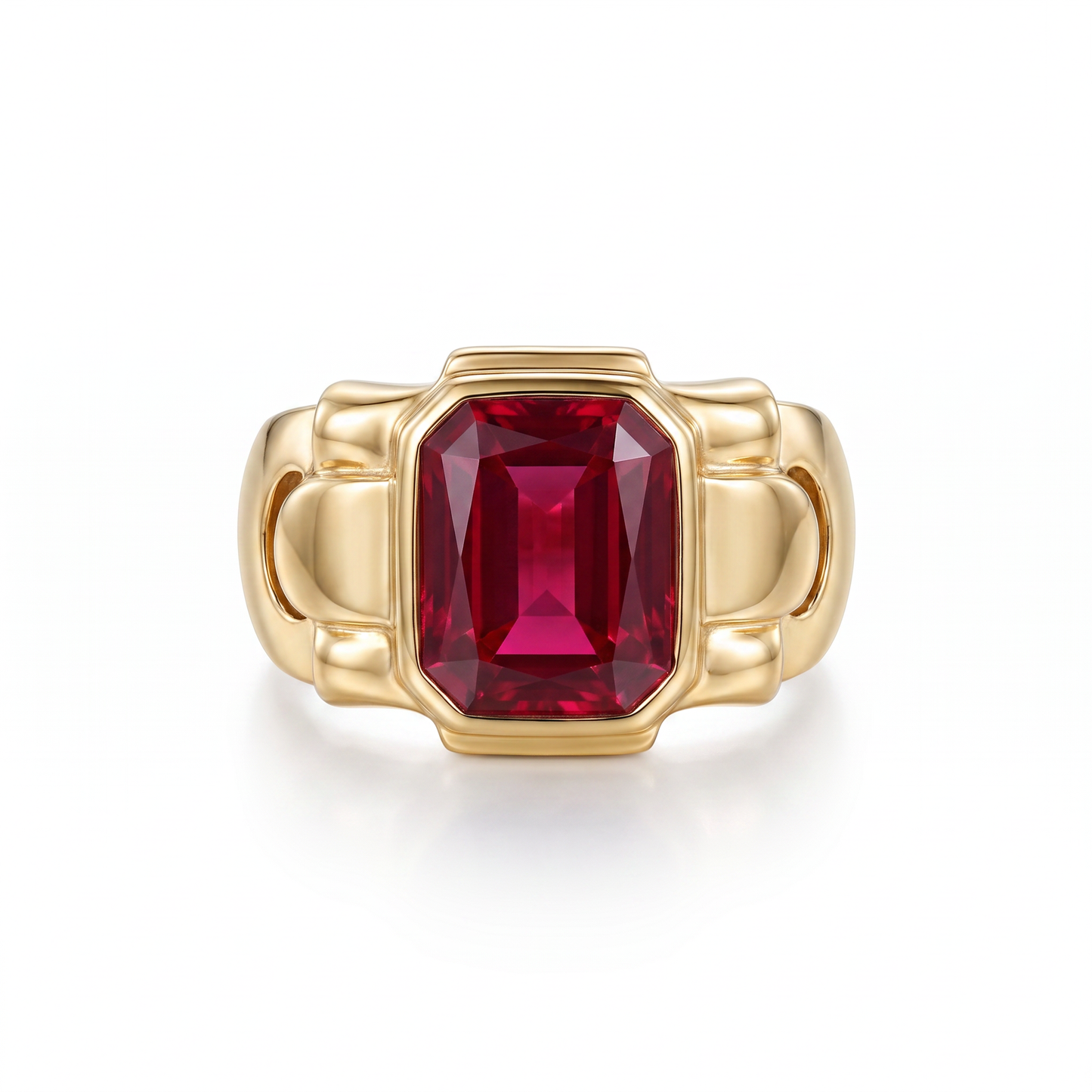10kt Yellow Gold Synthetic Red Spinel Ring 1980s Vintage
