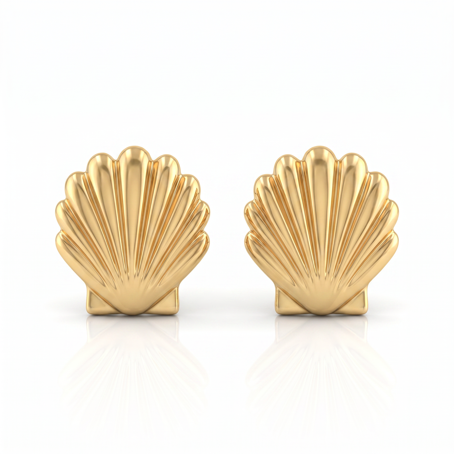 14kt Yellow Gold Shell Earrings 1990s Vintage