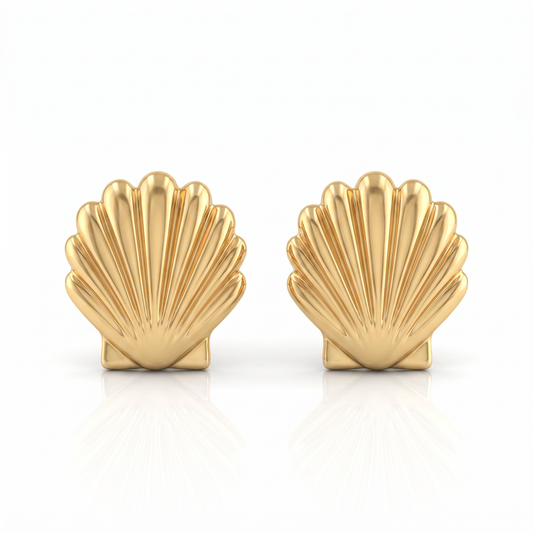 14kt Yellow Gold Shell Earrings 1990s Vintage