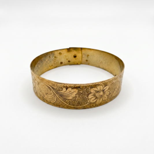 Gold Filled Floral Etched Bracelet from 1910s