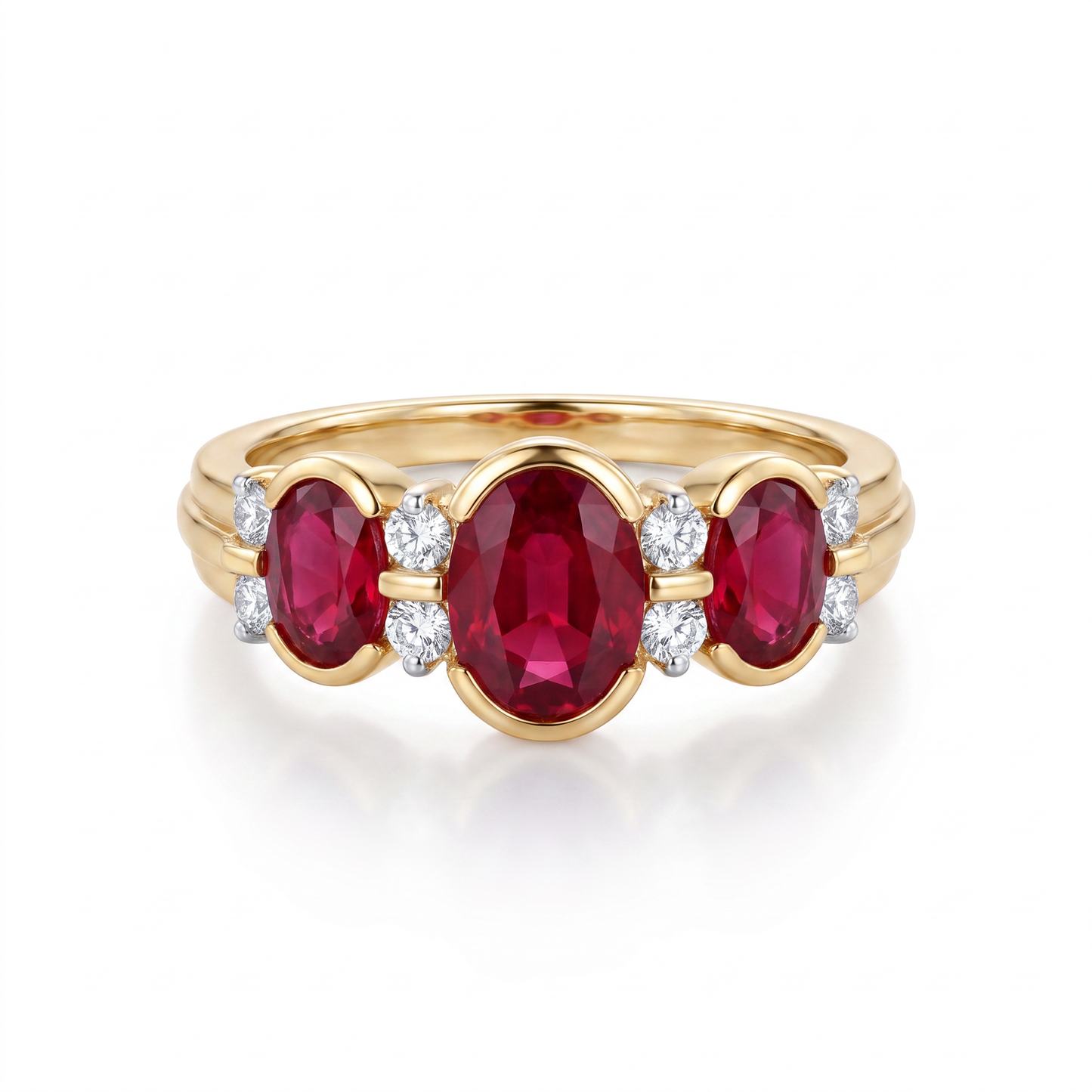 14kt Yellow Gold Ruby & Diamond Ring 1990s - Size 7