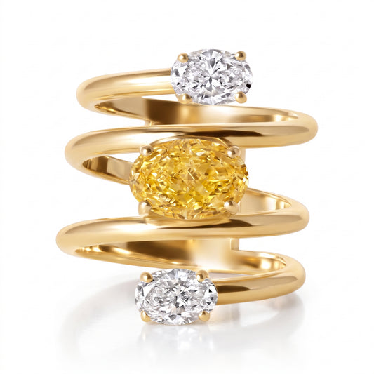14kt Yellow Gold Lemon Twist Lab Diamond Ring - 2.02ct Oval
