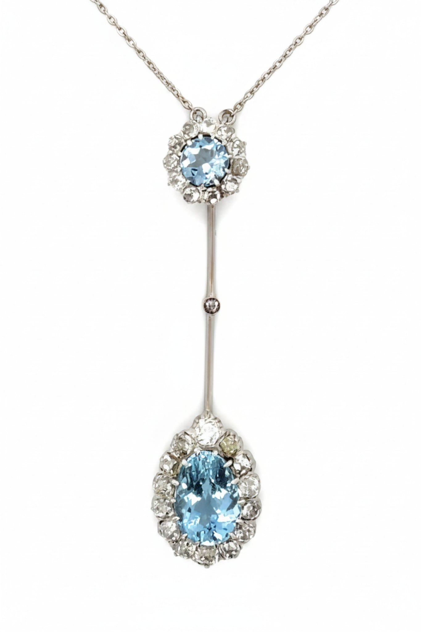 Bella Epoque 4.50ct Aquamarine 2.40ct Diamond Pendant 1910s