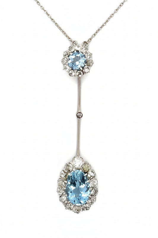 Bella Epoque 4.50ct Aquamarine 2.40ct Diamond Pendant 1910s