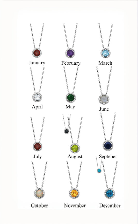 Silver Birthstone Necklace image 1