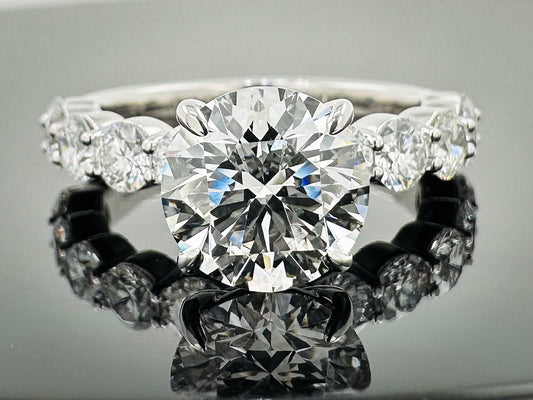 14kt Round & Share Prong Lab Grown Engagement Ring 3.5ctw image 0