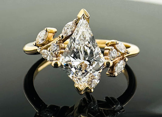 14kt Kite & Muli-Shape Unique Lab Grown Engagement Ring image 0