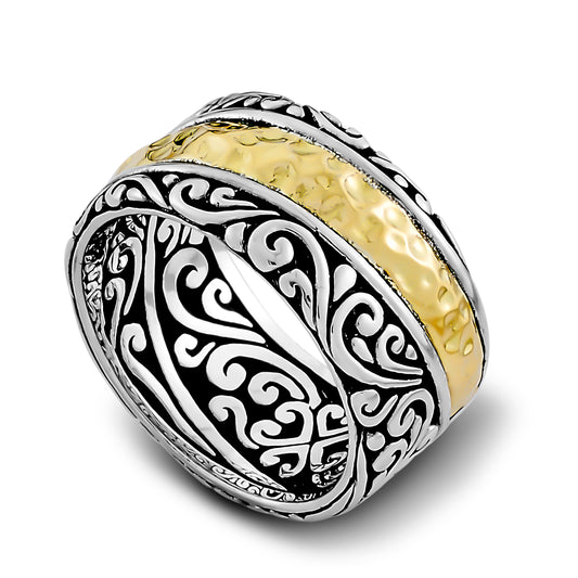 18kt and silver inlay floral ring image 0