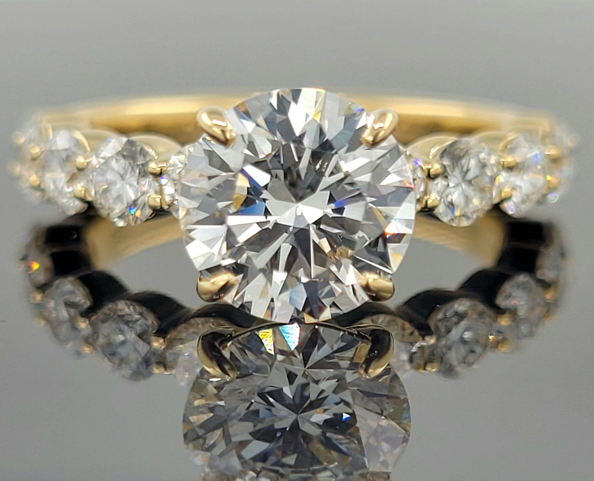 14kt Round & Share Prong Lab Grown Engagement Ring 3.5ctw image 3