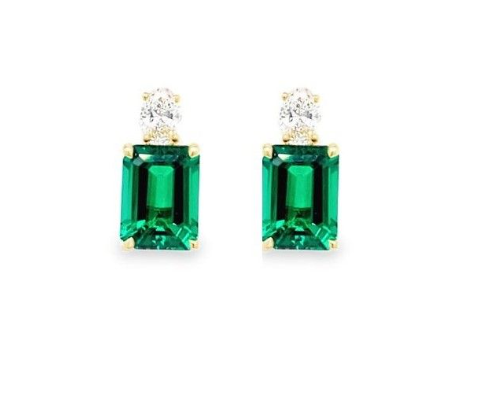 Lab Grown Emerald Accented Earrings image 0