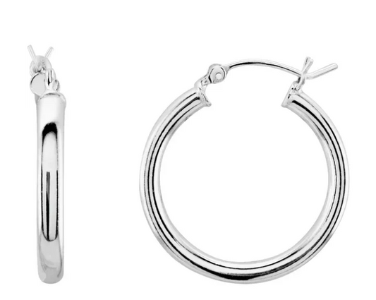 Silver Tube Hoops image 0