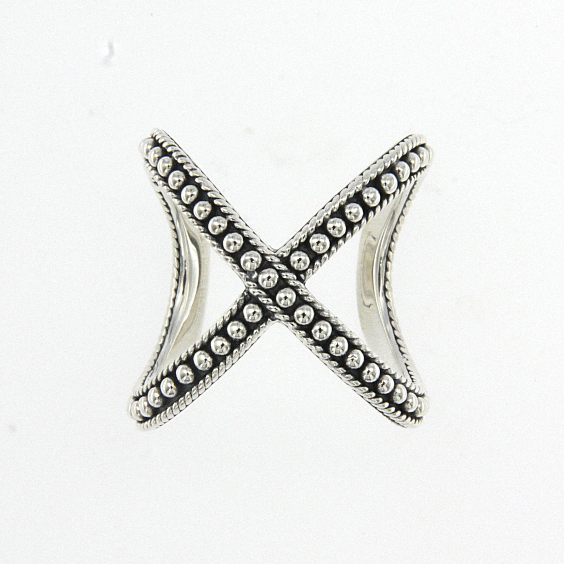 Beaded X design ring image 0